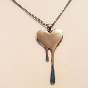 Blue Bleeding Heart Enamel Necklace